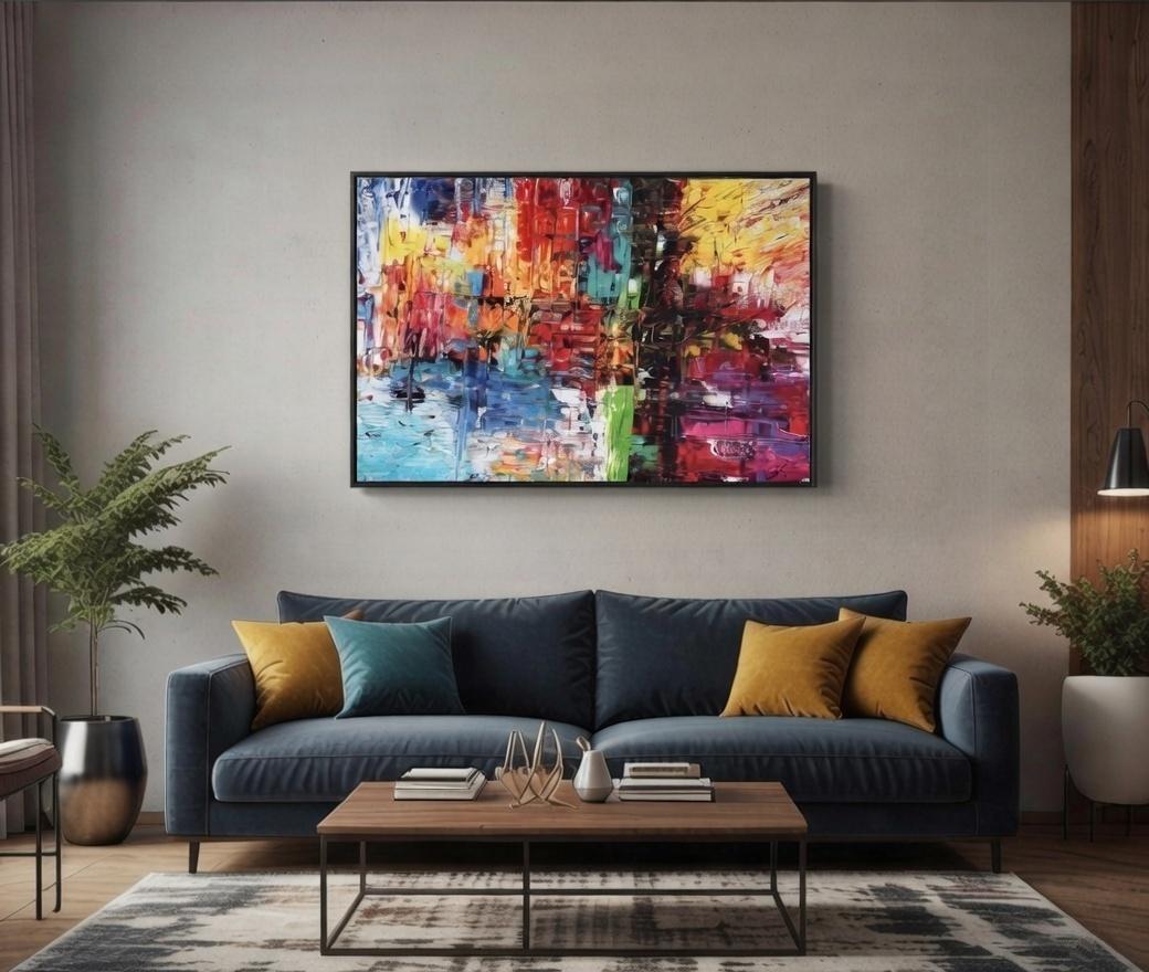 HAZE FIRE、抽象画、キャンバスにアクリル、24 x 36インチ - Etsy 日本