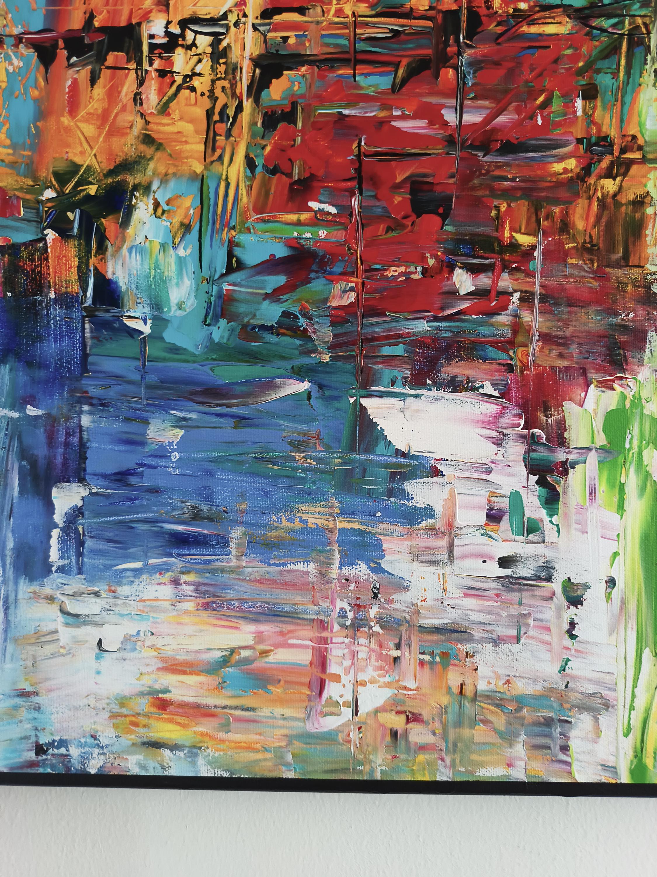 HAZE FIRE、抽象画、キャンバスにアクリル、24 x 36インチ - Etsy 日本