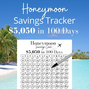 Honeymoon Savings Tracker 5K in 100 Days - Printable PDF