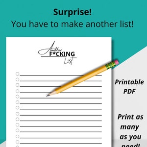 Blank To Do List-Another F*cking List