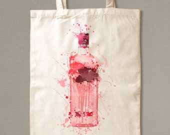 Pink Cotton Drawstring Wine Bottle Bag Strong Gindependent Woman Gin Gift