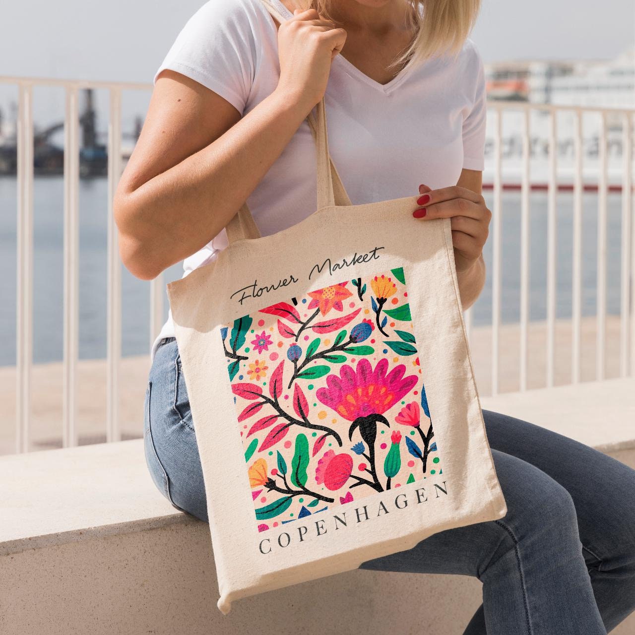 Copenhagen Flower Market Tote Bag Flower Market Bag Etsy UK