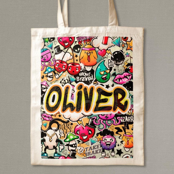 Personalised Name Tote Bag, Graffiti Name Tote Bag