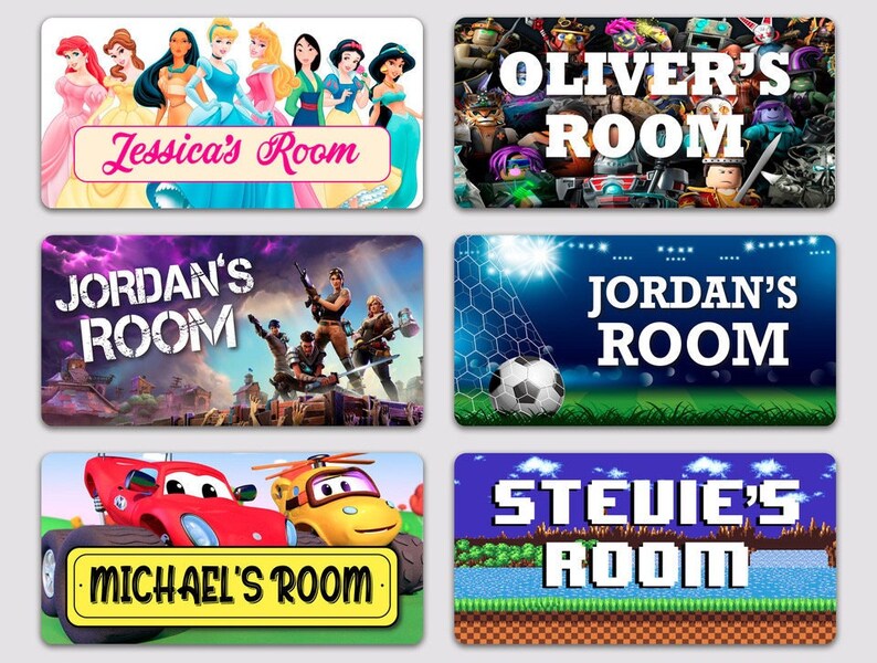 Kids Personalised Name Bedroom Door Metal Plaque Etsy UK