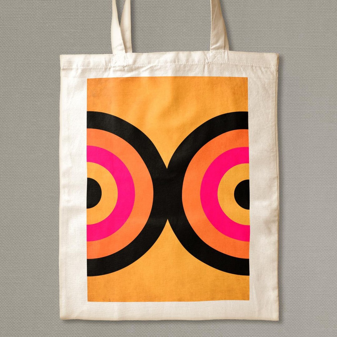 Retro Shapes Tote Bag Abstract Art Print Bag Etsy