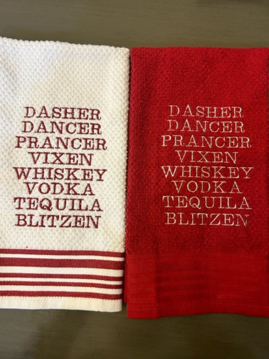 Reindeer Names Kitchen Towel Etsy