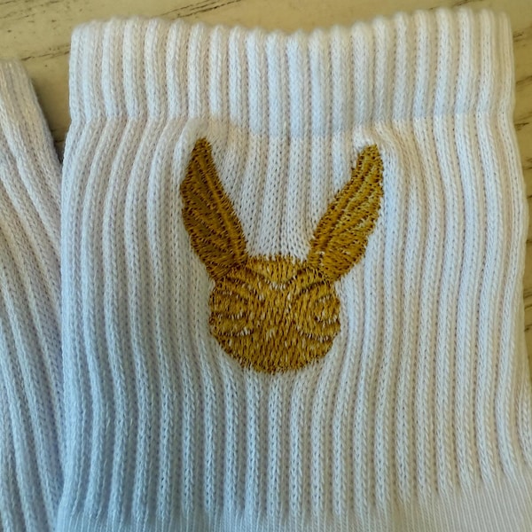 Golden Snitch Ladies quarter crew socks.