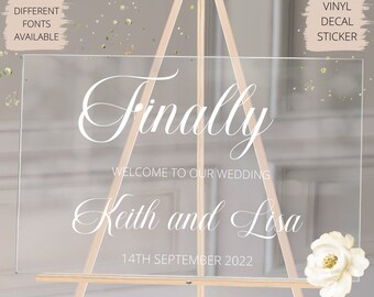 Vinyl Decal Sticker for DIY Wedding Welcome Sign, Easy to Apply Wedding Signage.
