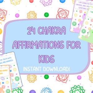 24 Chakra Affirmationskarten für Kinder | Energiezentren Affirmationen für Kinder | Spirituelle Affirmationskarten für Kinder | Chakra Affirmationen