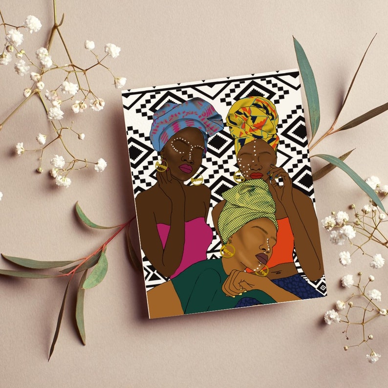 African Greeting Cards, Black Art Cards, Black Greeting Thank You Cards, Black Women Blank Cards, Special Occasion Card Her Gift image 3