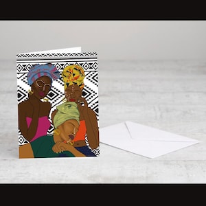 African Greeting Cards, Black Art Cards, Black Greeting Thank You Cards, Black Women Blank Cards, Special Occasion Card Her Gift image 1