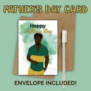 Carte de fête des pères cool papa noir | Ambiance afrocentrique détendue | Carte de voeux illustrée élégante pour un père | Livraison gratuite