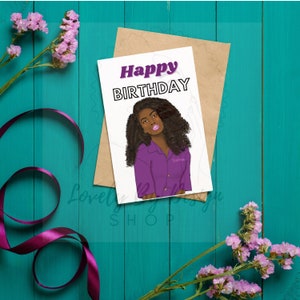 Cartão de aniversário para mulheres negras, cartão de felicitações afro-americano, cartão de moda para meninas negras, presente de aniversário de mulher negra, cartão em branco