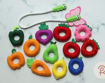 Felt Educational Toy, Very Hungry Caterpillar Lacing Toy for Toddler, Sensory Toys, Fine Motor Skills