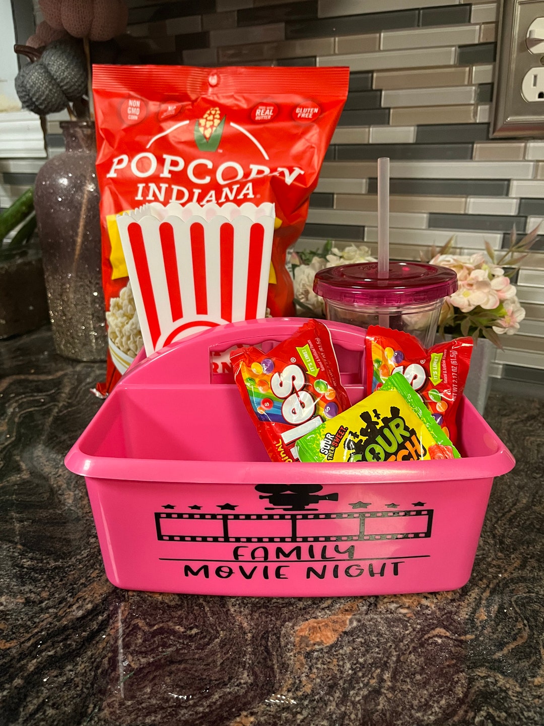 Movie Night Caddy/ Personalized Movie Caddy/ Movie Night Box/ Gift