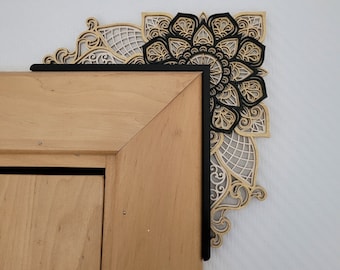 OVER THE DOOR wooden mandala wall art for front door decor, minimalist geometric wood art