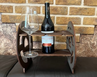 Wine Rack Countertop | Wooden Wine Rack | Wine Bottle Holder | Wine Glass Rack
