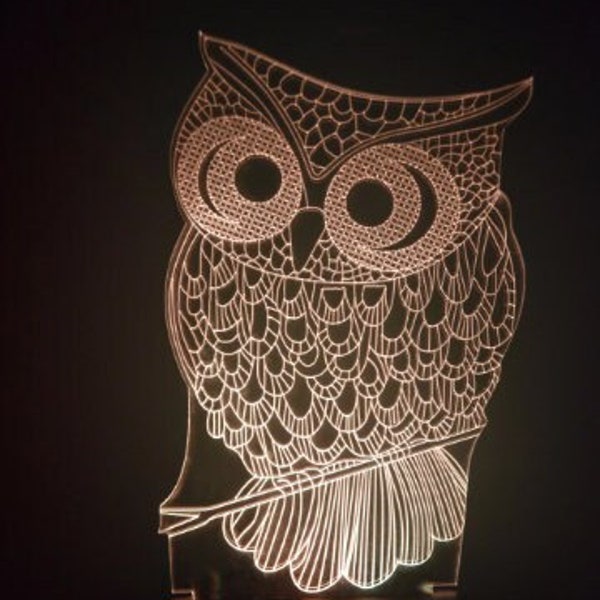 OWL NIGHT LIGHT bedside lamp, custom rgb led lamp, Color Changing led nightlight, mini led lamp, animal art