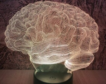 BRAIN ART LED desk lamp,  color changing science decor, custom 3d lamp for doctor, night light bedside lamp