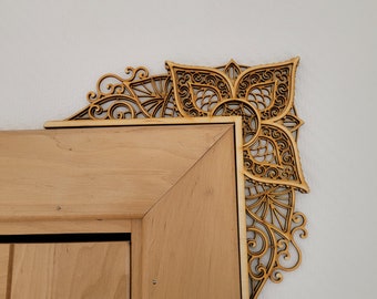 DOOR CORNER DECOR, wooden mandala wall art for front door decor, minimalist geometric wood art