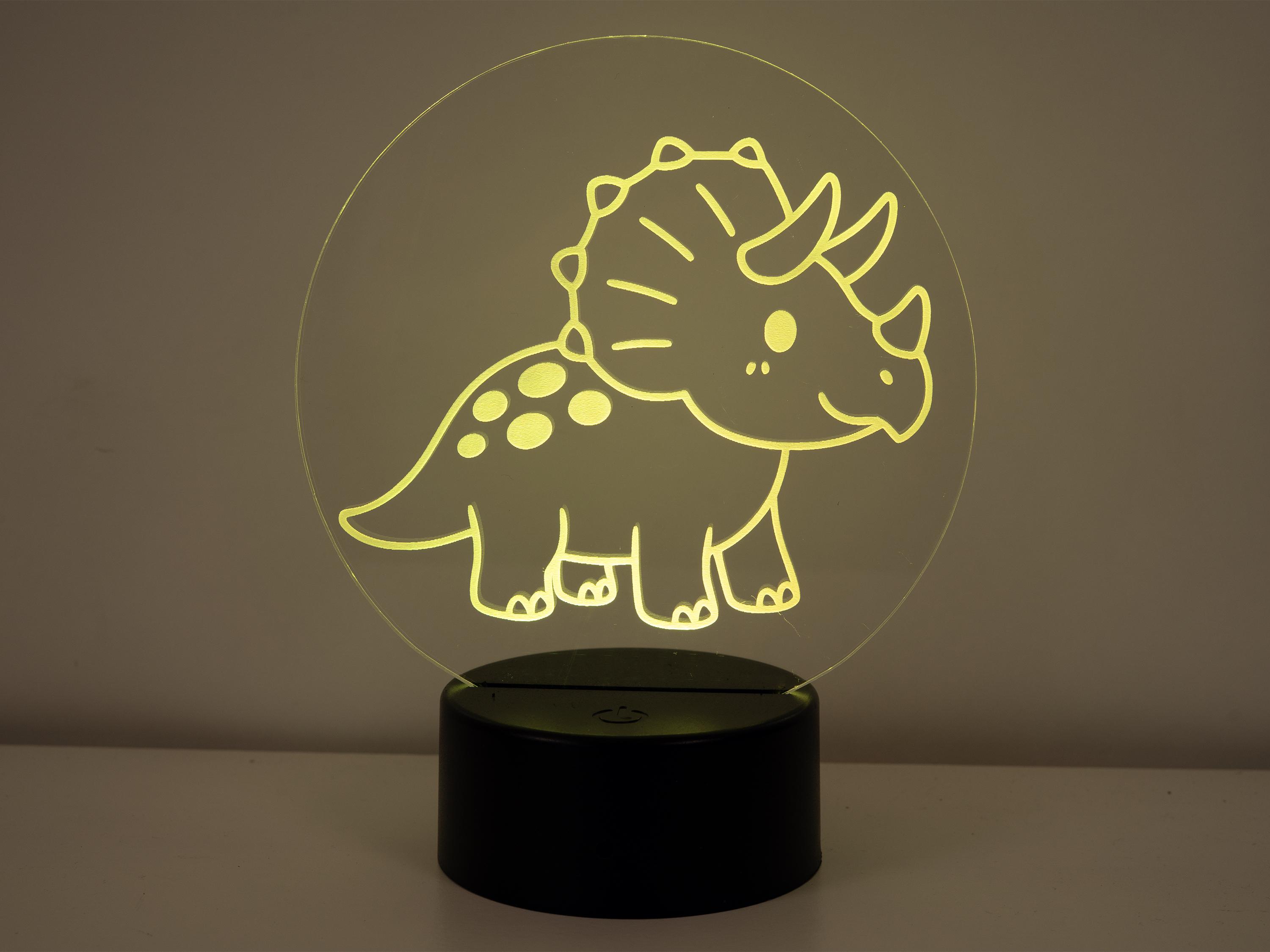 トリケラトプス LEDナイトライト 子供用 - 恐竜保育室ランプ - 柔らか 