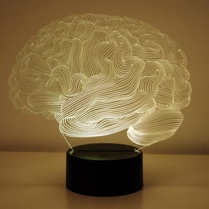 Personalized Brain LED Lamp - 3D Color Changing Science Decor for Doctors, Kids & Offices | Unique Gift for Him, Bedside Desk Lamp
