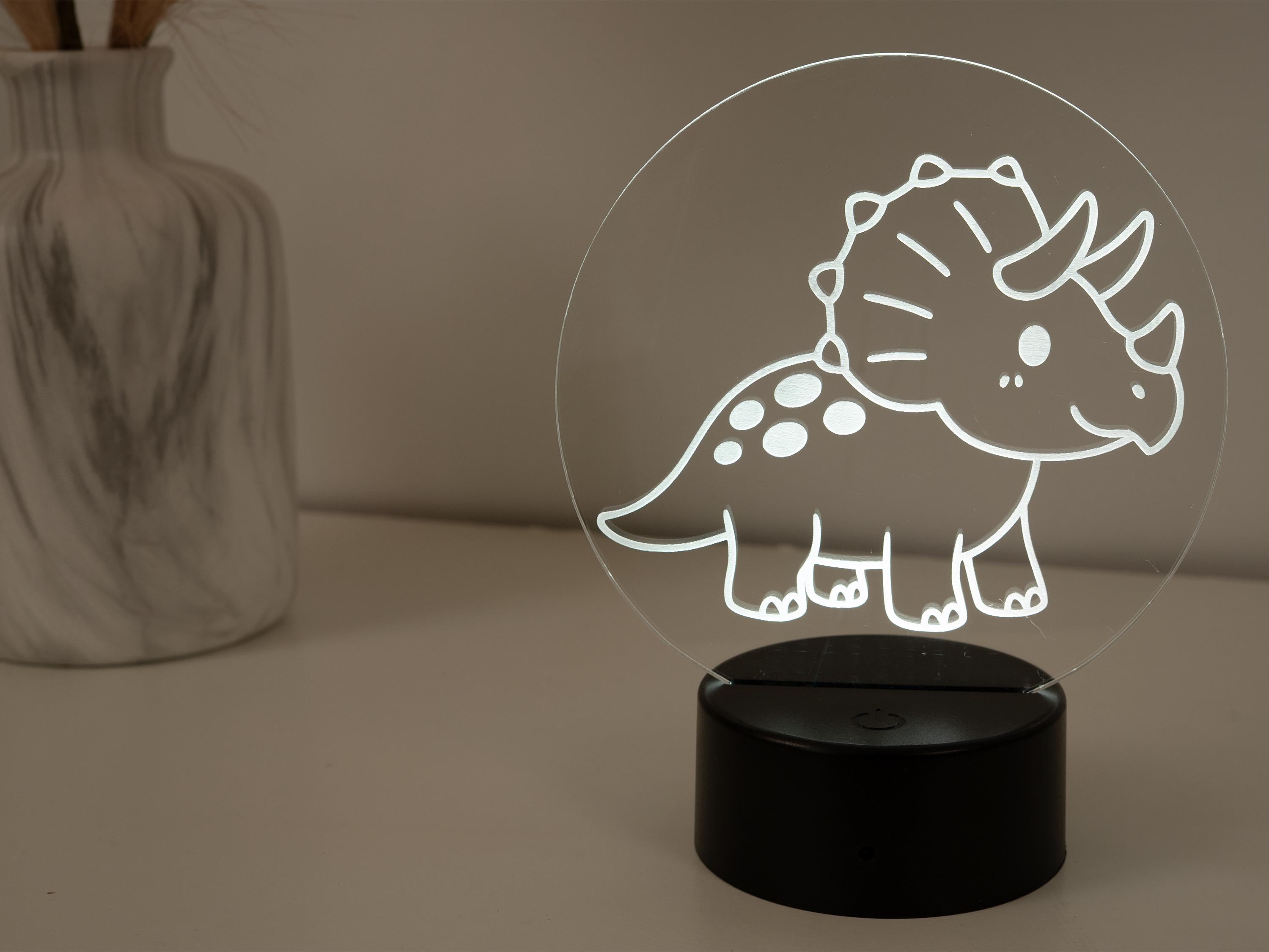 トリケラトプス LEDナイトライト 子供用 - 恐竜保育室ランプ - 柔らか 