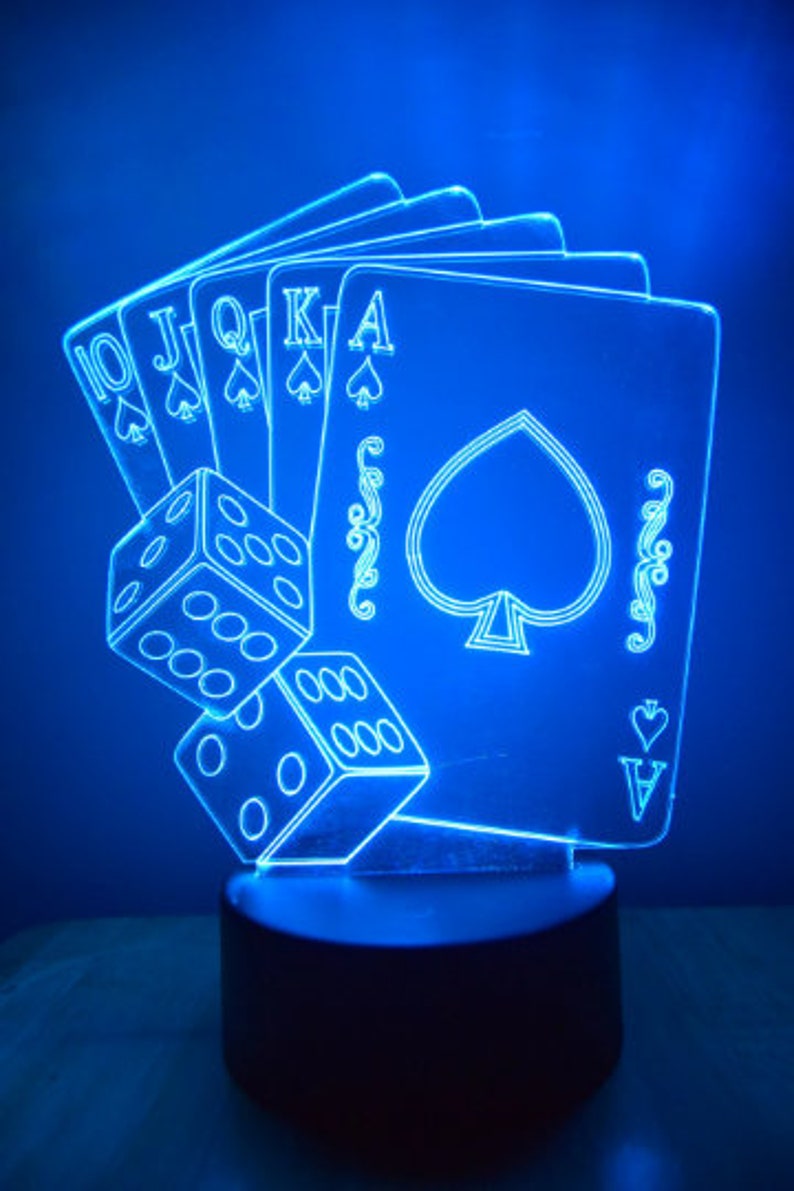 Poker Cards Game Room Decor LED Lamp, Color Changing Poker Room Sign ...