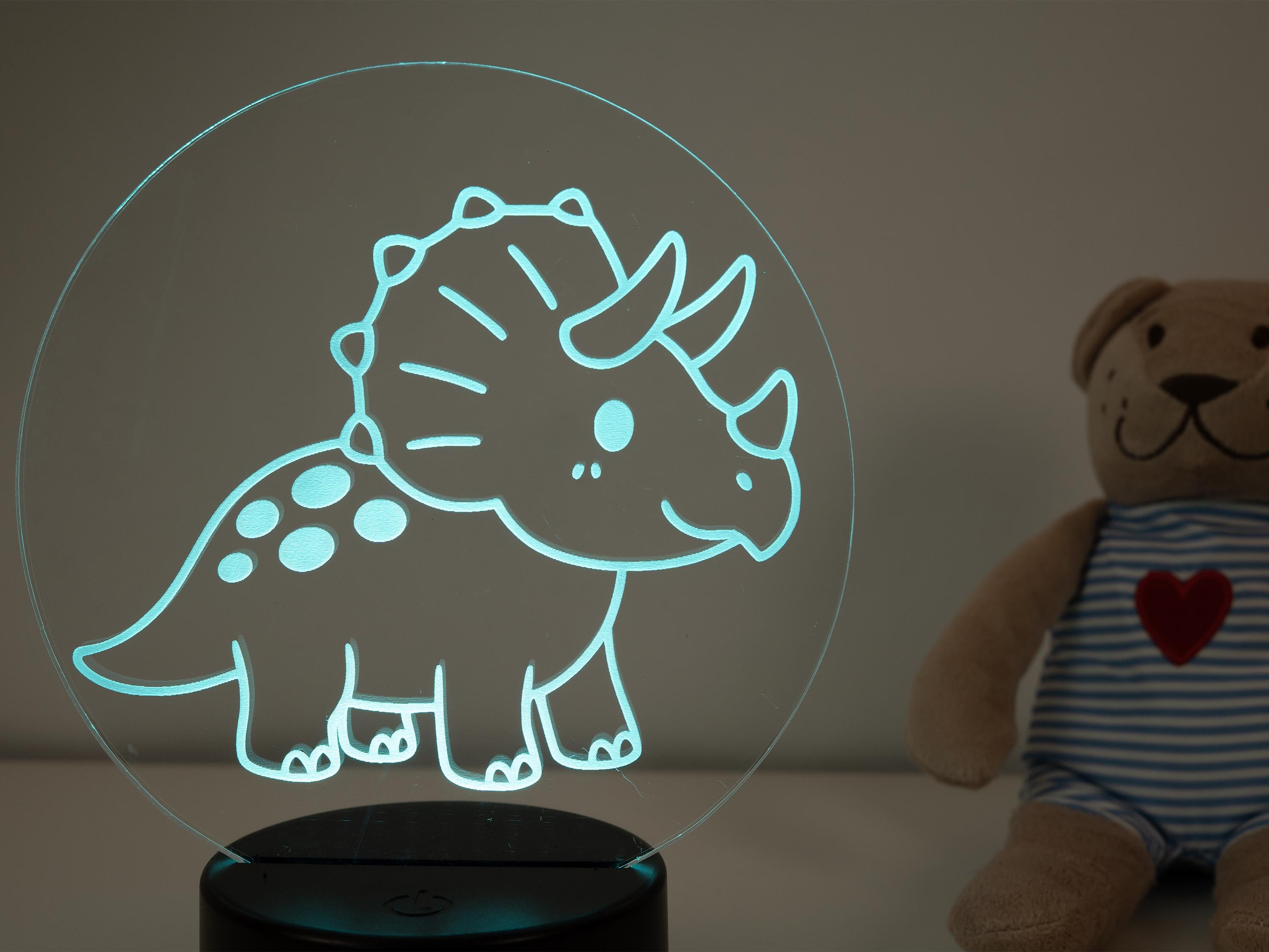 トリケラトプス LEDナイトライト 子供用 - 恐竜保育室ランプ - 柔らか 