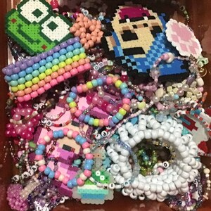 1 5 10 15 20 25 Kandi Bracelet Random Selection of Colors and Styles, EDC,  Plur, Kandi Bead, Pony Bead, Rave Bracelet, Festival, Kawaii 