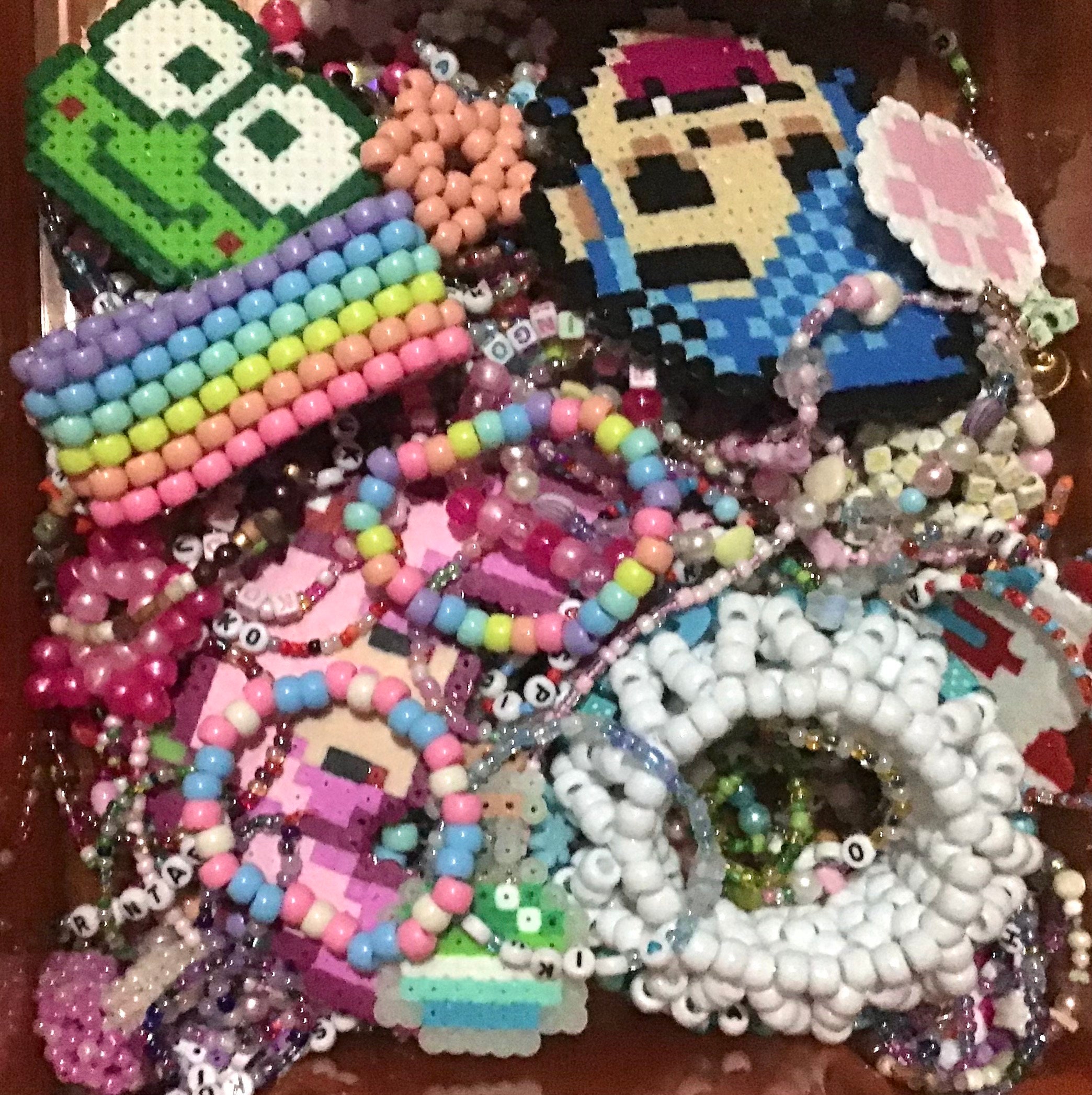 y2k handmade kandi bracelet 4pc set emo accessories scene core aesthetic  rainbow