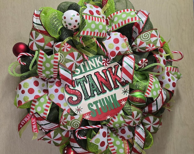 Grinch Wreath,  Stink, Stank, Stunk Theme