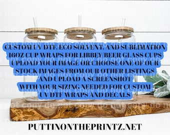 Custom 16oz Cup Wrap - upload your image or choose one of our stock designs Decal Only