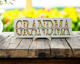 Custom engraved wood name sign for mom mama family name wedding anniversary nursery decor graduation and more
