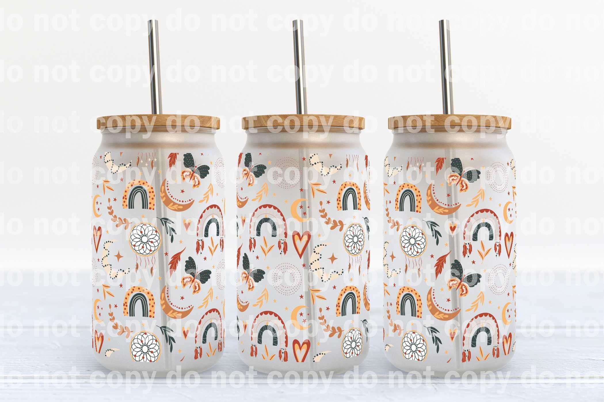 Boho Dreamcatcher Moon Butterfly 16oz Cup Wrap
