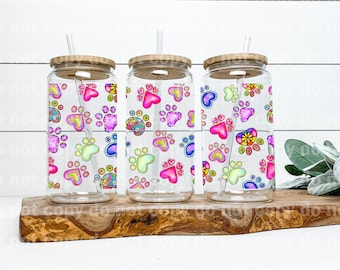 Colorful Paw Hearts 16oz Cup Wrap
