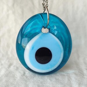 Turquoise Evil Eye Necklace, Turkish Glass Nazar Pendant, Handmade High Quality Protection Jewelry Round Evil Eye Amulet Evil Eye Charm Gift
