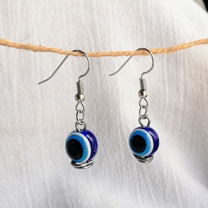 Blue Evil Eye Earrings, Evil Eye Jewelry, Evil Eye Earrings, Turkish Evil Eye, Nazar Earrings, Evil Eye Dangle Earrings, Evil Drop Earrings