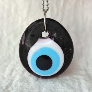 Black Evil Eye Necklace, Turkish Glass Nazar Pendant, Handmade High Quality Protection Jewelry, Round Evil Eye Amulet, Evil Eye Charm Gift