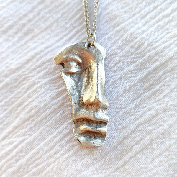 Mask Necklace, Silver Colored Metal Face Mask Pendat, Mask Choker, Gift for Theatre Lovers, Face Necklace, Boho 3D Half Face Charm