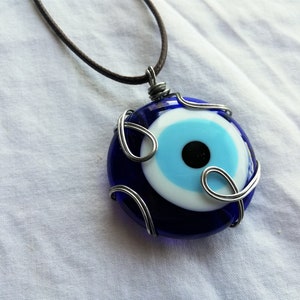 Evil Eye Necklace, Big Evil Eye Necklace, Blue Glass Evil Eye Pendant, Turkish Evil Eye Charm, Nazar Amulet Evil Eye Jewelry, Christmas Gift Cord