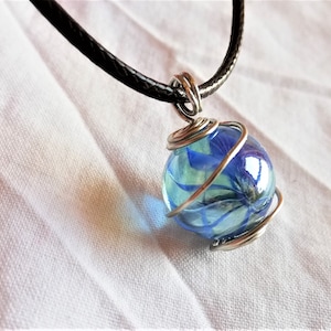 Marble Necklace, Wire Wrapped Glass Necklace, Mystical Pendant, Mystic Marble Glass Necklace, Sphere Crystal Necklace, Crystal Jewelry Rope