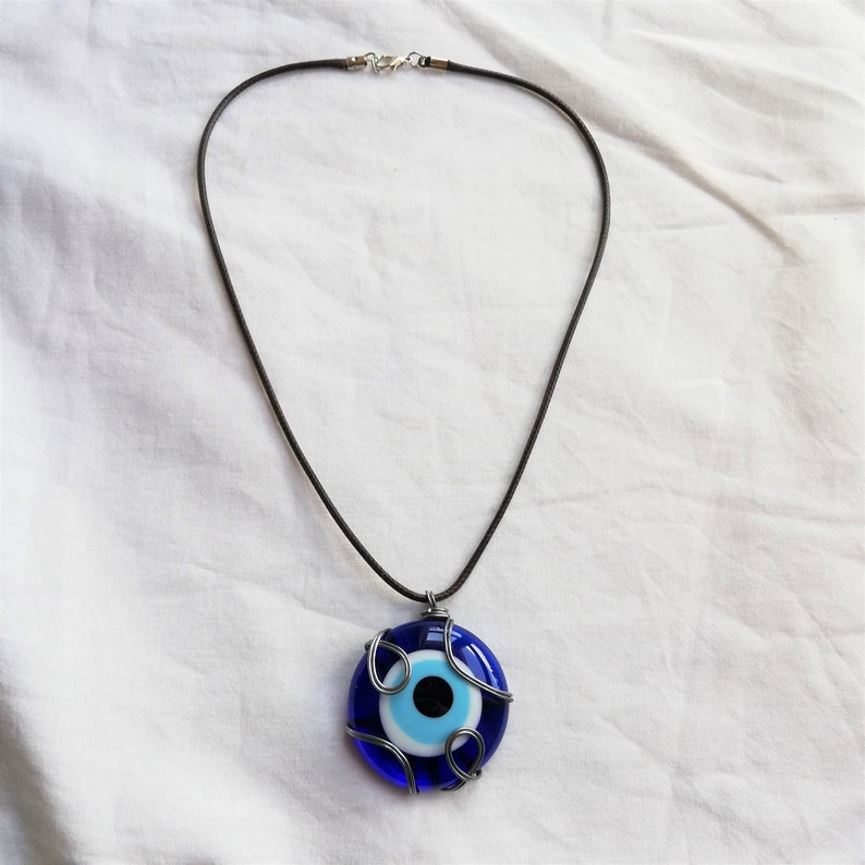 Evil Eye Necklace, Big Evil Eye Necklace, Blue Glass Evil Eye Pendant, Turkish Evil Eye Charm, Nazar Amulet Evil Eye Jewelry, Christmas Gift image 7