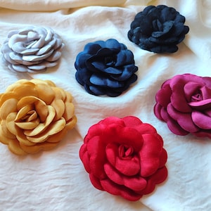 Flower Choker, Rose Brooch, Black, Gold, Red, Silver Flower, Handmade Rose Pin, Handmade Fabric Choker Jewelry, Handmade Floral Necklace