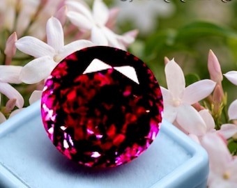 Zircone rosa naturale, pietra preziosa sciolta a taglio rotondo da 20 carati, origine Cambogia, gemma di zircone rosa certificata per gioielli.