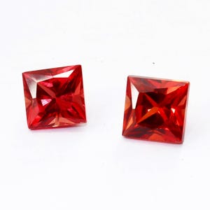 Ruby Pair Certified Loose Gemstone Untreated Red Ruby Faceted Princess Cut 13ct Natural Ruby AAA Stone Ring Size Pendant Size Ruby