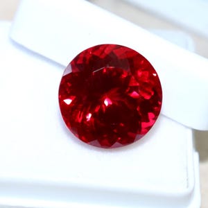 Rubí rojo suelto, rubí birmano de 30 quilates, sin calentar ni tratar, piedra facetada de talla redonda, rubí facetado certificado, gema de rubí, anillo de tamaño de rubí