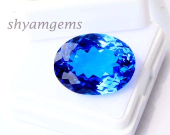14Ct Ceylon Blue Sapphire Gemstone: Oval Faceted AAA Quality Loose Stone