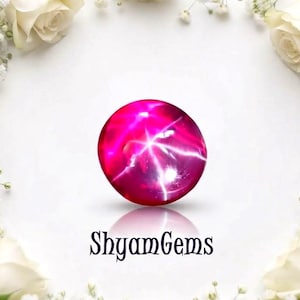 Rubí natural estrella, rojo rosado, talla redonda, 6,20 quilates, Birmania, Myanmar, gema suelta para la fabricación de anillos y joyas. Piedra natal de julio.