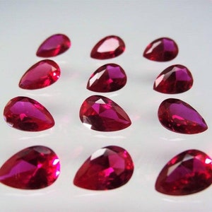 Certifierad naturlig rubin: 10 st. lot, Madagaskar-tårdroppe, 6 x 4 MM